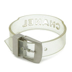 Chanel Rubber Bracelet Band Logo Clear Silver Hardware 99 — view 3