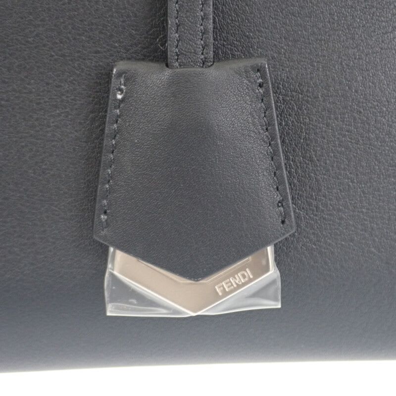 Fendi Visible Medium 8 Bl146 2-Way Bag Shoulder Calfskin Black Silver — view 9