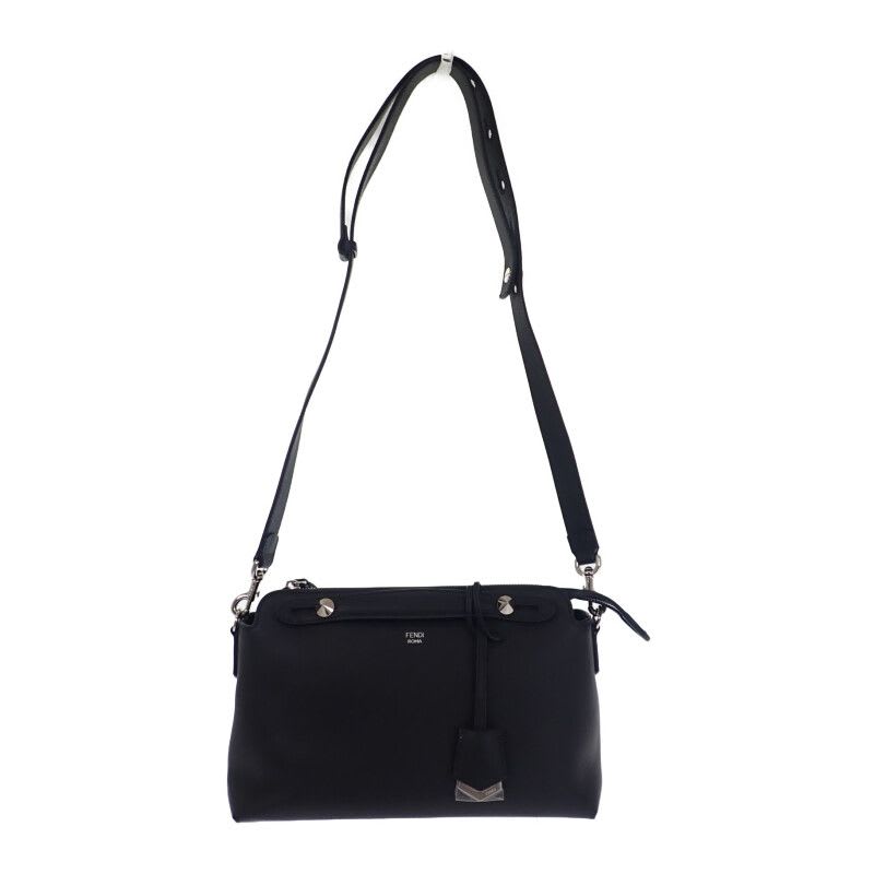 Fendi Visible Medium 8 Bl146 2-Way Bag Shoulder Calfskin Black Silver — view 7