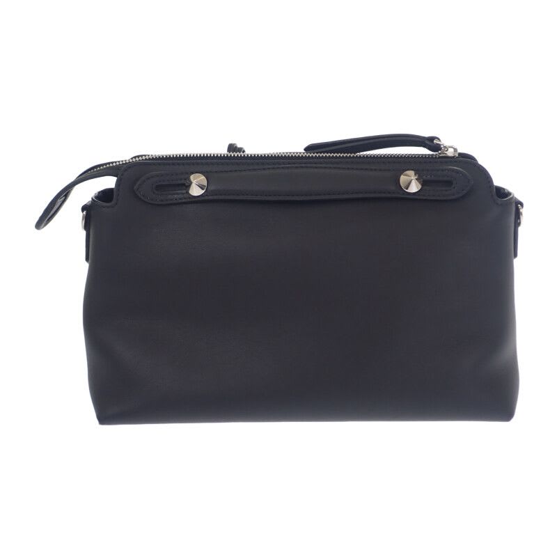 Fendi Visible Medium 8 Bl146 2-Way Bag Shoulder Calfskin Black Silver — view 3