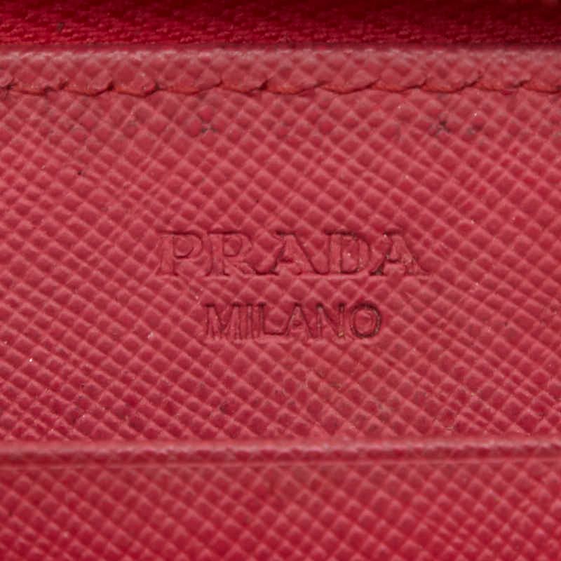 Prada Logo Round Zipper Long Wallet 1 Ml506 Pink Saffiano Leather — view 7