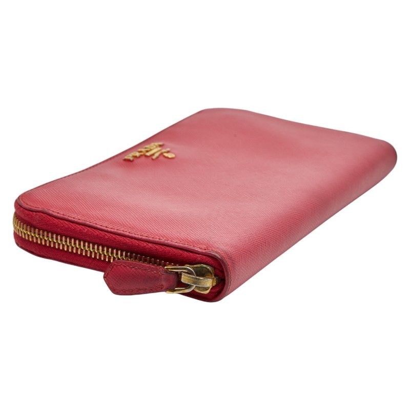Prada Logo Round Zipper Long Wallet 1 Ml506 Pink Saffiano Leather — view 5