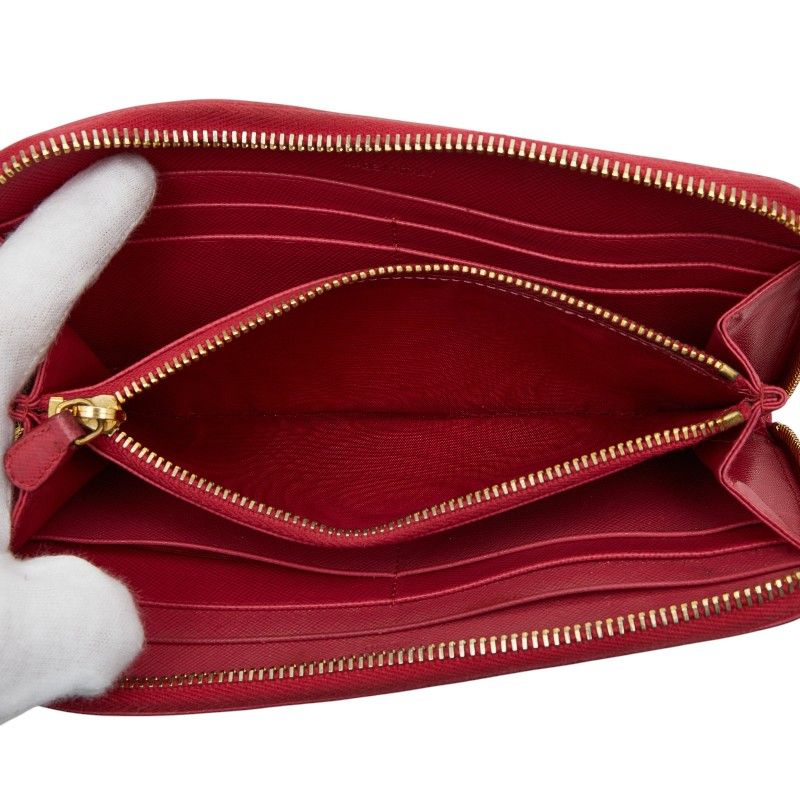 Prada Logo Round Zipper Long Wallet 1 Ml506 Pink Saffiano Leather — view 6