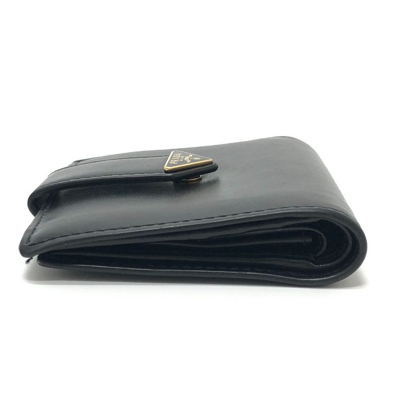 Prada Bifold Wallet with Triangular Plate 1 Mv204 Leather Black — view 3