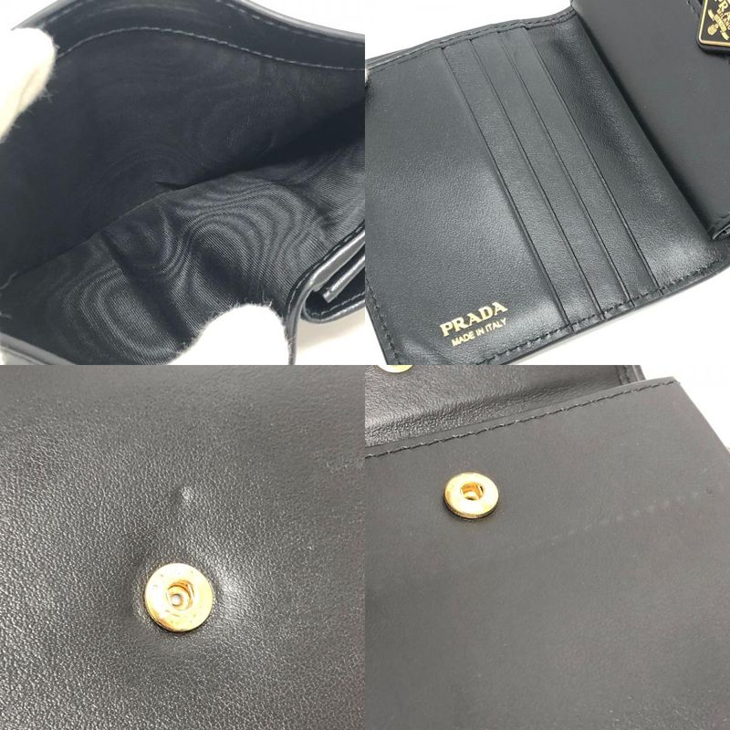 Prada Bifold Wallet with Triangular Plate 1 Mv204 Leather Black — view 8