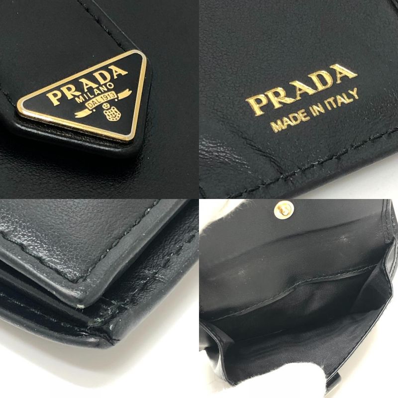 Prada Bifold Wallet with Triangular Plate 1 Mv204 Leather Black — view 7