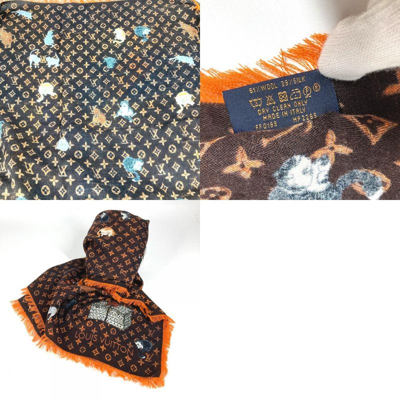 Louis Vuitton Shawl Etoile Cat Glam Mp2265 Wool Brown — view 9