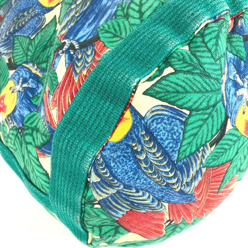 Hermes Shoulder Bag Bird Print Cotton Green — view 7