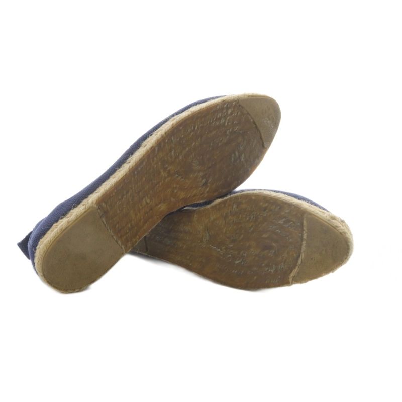 Hermes Slip on Flats Espadrilles Canvas 35 Navy Yo27 Gy57 — view 4