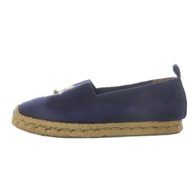 Hermes Slip on Flats Espadrilles Canvas 35 Navy Yo27 Gy57 — view 2
