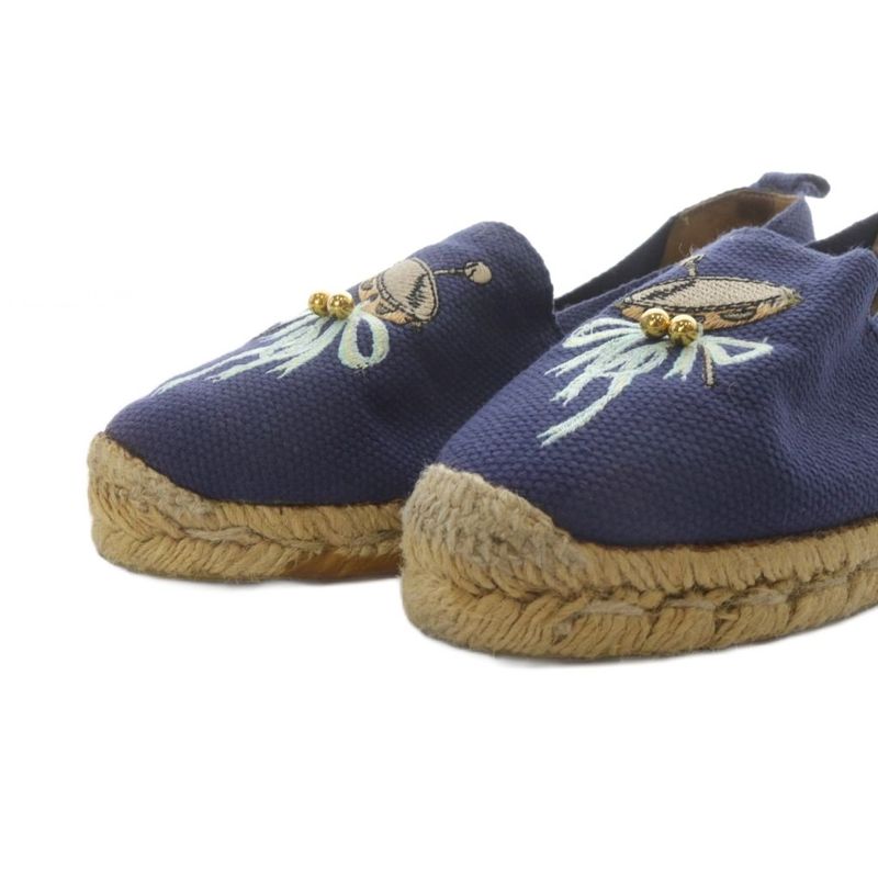 Hermes Slip on Flats Espadrilles Canvas 35 Navy Yo27 Gy57 — view 5