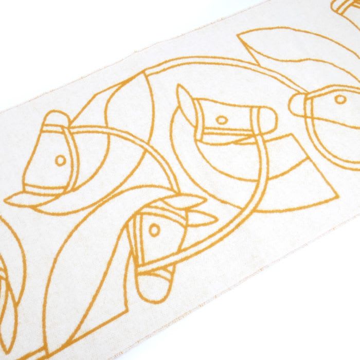 Hermes Entrelac Equestre Muffler Ivory Jaune Au-cles S 03 Scarf — view 3