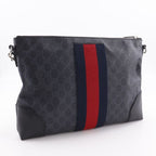 Gucci Messenger Bag GG Supreme Canvas Black Shoulder — view 3