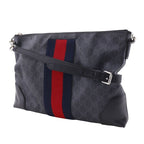 Gucci Messenger Bag GG Supreme Canvas Black Shoulder — view 2