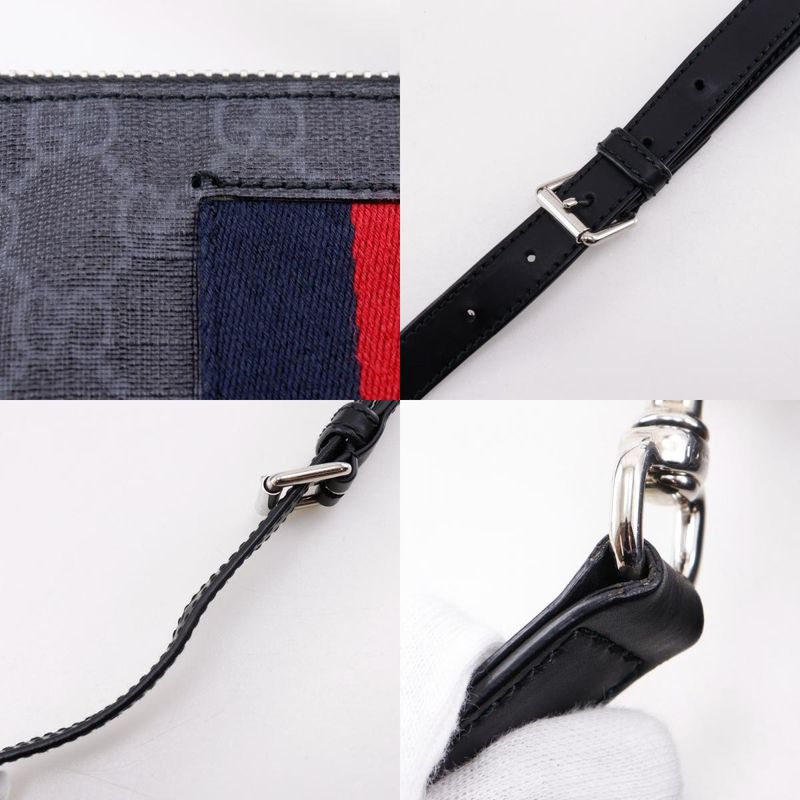 Gucci Messenger Bag GG Supreme Canvas Black Shoulder — view 9
