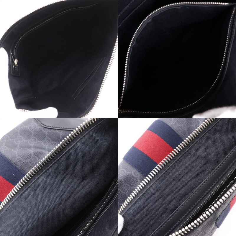 Gucci Messenger Bag GG Supreme Canvas Black Shoulder — view 8