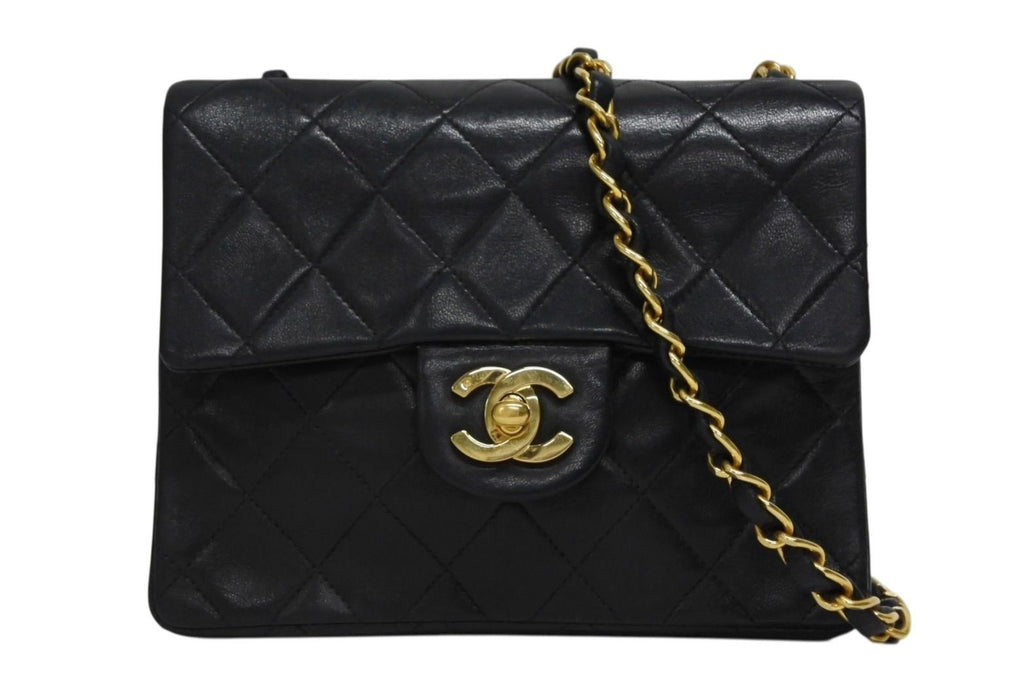 Chanel Mini Quilted 17 S Flap S Chain Shoulder Bag Lambskin CC Logo Black