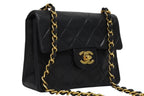 Chanel Mini Quilted 17 S Flap S Chain Shoulder Bag Lambskin CC Logo Black — view 3