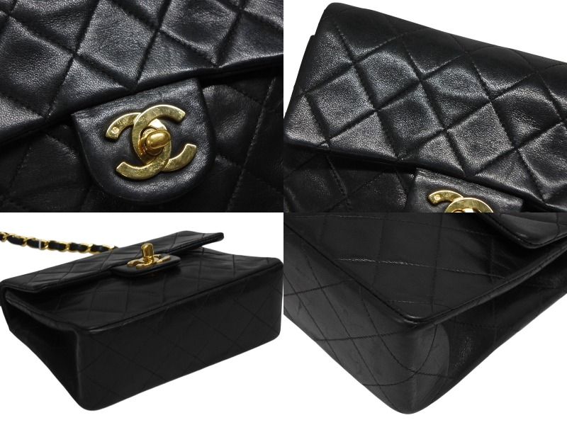 Chanel Mini Quilted 17 S Flap S Chain Shoulder Bag Lambskin CC Logo Black — view 5