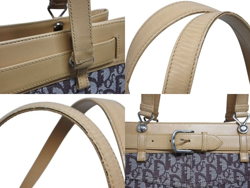 Dior Trotter Tote Bag Canvas Leather Brown Silver — view 6