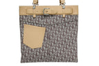 Dior Trotter Tote Bag Canvas Leather Brown Silver — view 2