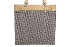 Dior Trotter Tote Bag Canvas Leather Brown Silver — view 3