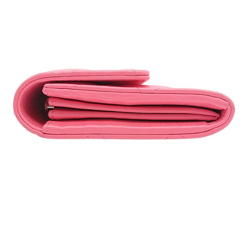 Chanel Quilted Flap Wallet Lambskin Star Pink Box Storage — view 4