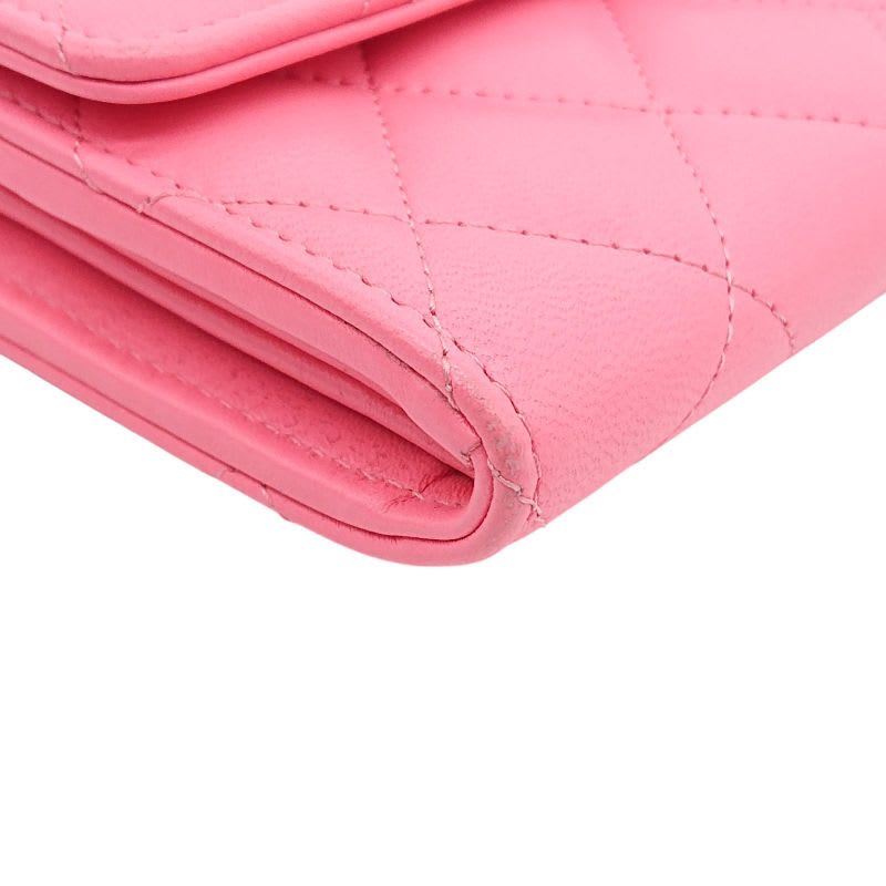 Chanel Quilted Flap Wallet Lambskin Star Pink Box Storage — view 7