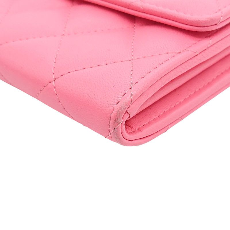 Chanel Quilted Flap Wallet Lambskin Star Pink Box Storage — view 9
