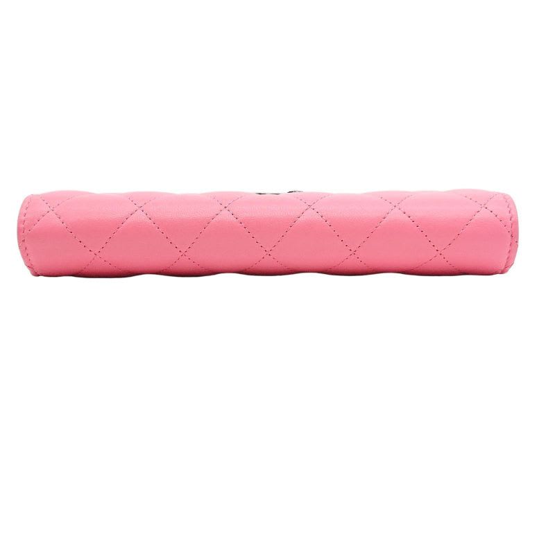 Chanel Quilted Flap Wallet Lambskin Star Pink Box Storage — view 6