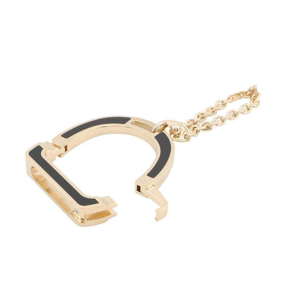 Hermes Glove Holder Ideal Black Champagne Gold Metal Gloves — view 4