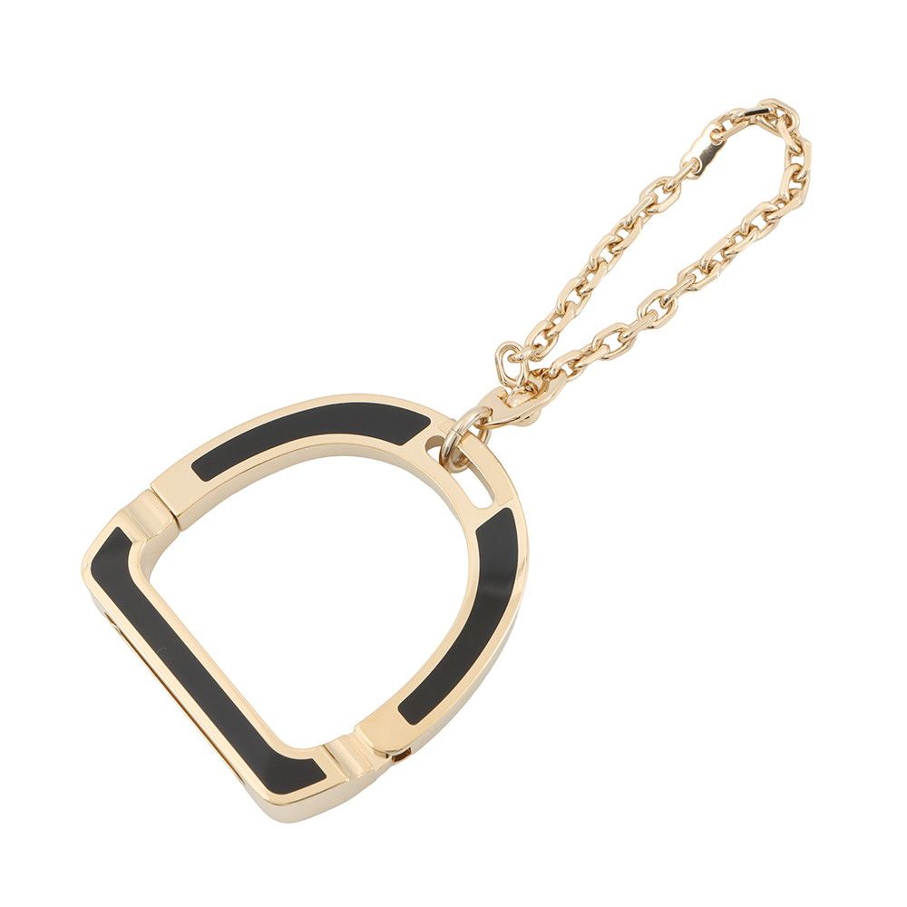 Hermes Glove Holder Ideal Black Champagne Gold Metal Gloves — view 2