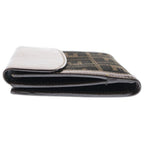 Fendi Zucca Pattern Bifold Wallet Compact Card Case Brown Leather — view 3