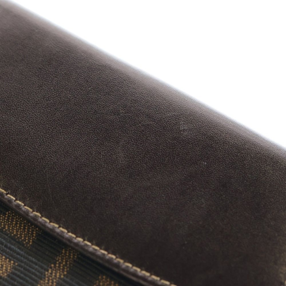 Fendi Zucca Pattern Bifold Wallet Compact Card Case Brown Leather — view 5