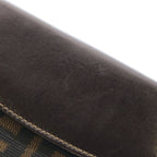 Fendi Zucca Pattern Bifold Wallet Compact Card Case Brown Leather — view 5