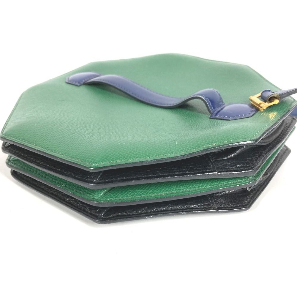 Hermes Shoulder Bag Bandoneon Leather Green Blue — view 3