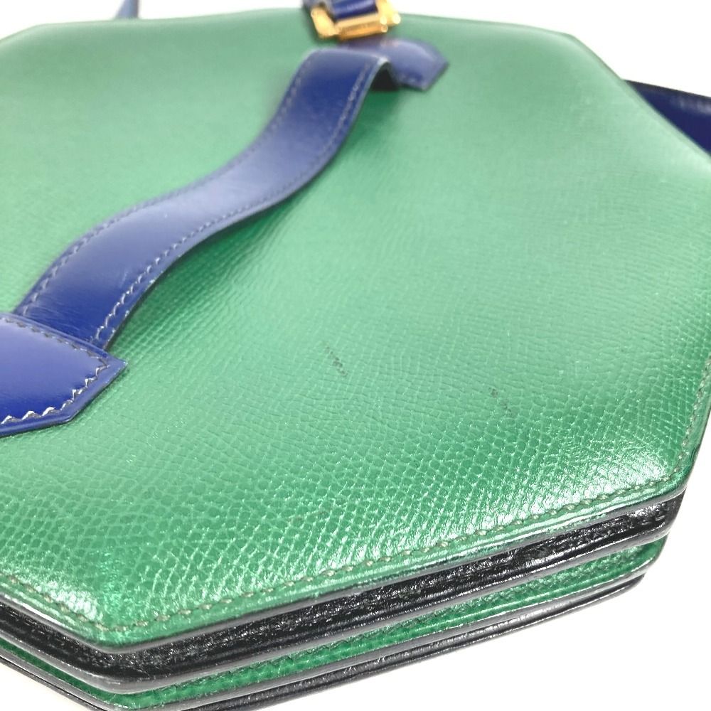 Hermes Shoulder Bag Bandoneon Leather Green Blue — view 5