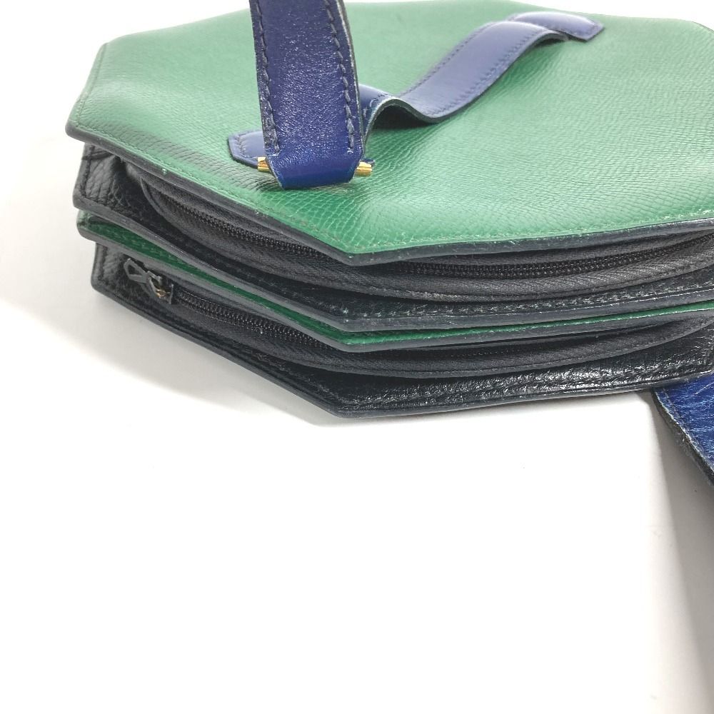 Hermes Shoulder Bag Bandoneon Leather Green Blue — view 7
