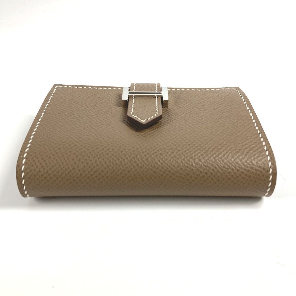 Hermes Card Case Bearn H Logo Leather Etoupe Beige — view 4