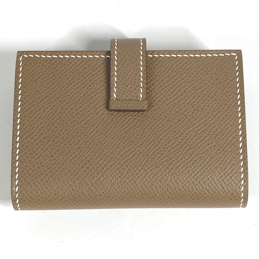 Hermes Card Case Bearn H Logo Leather Etoupe Beige — view 2