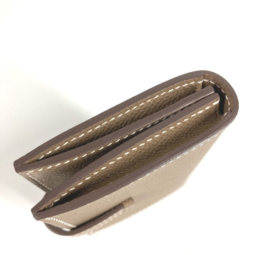 Hermes Card Case Bearn H Logo Leather Etoupe Beige — view 7