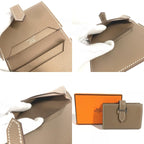 Hermes Card Case Bearn H Logo Leather Etoupe Beige — view 9