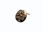 Chanel CC Logo Round Earrings 16 Rhinestone Color Stone Gold Metal — view 4