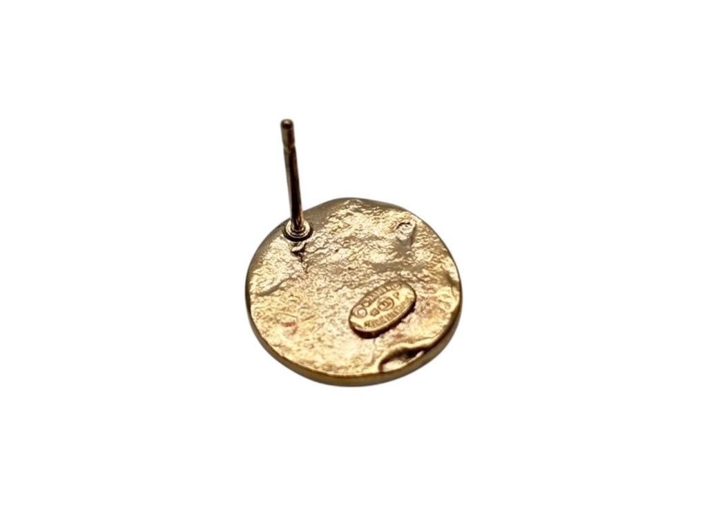 Chanel CC Logo Round Earrings 16 Rhinestone Color Stone Gold Metal — view 6