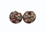 Chanel CC Logo Round Earrings 16 Rhinestone Color Stone Gold Metal — view 2