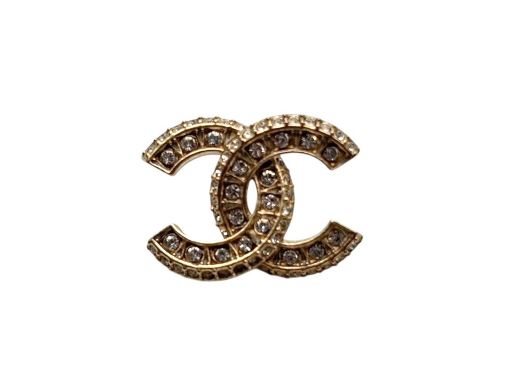 Chanel CC Logo Earrings Rhinestone Gold Plated — view 3
