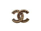 Chanel CC Logo Earrings Rhinestone Gold Plated — view 3