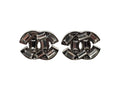 Chanel Earrings CC Logo 07 Metal Square Rhinestone Silver