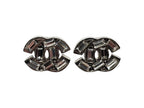 Chanel Earrings CC Logo 07 Metal Square Rhinestone Silver