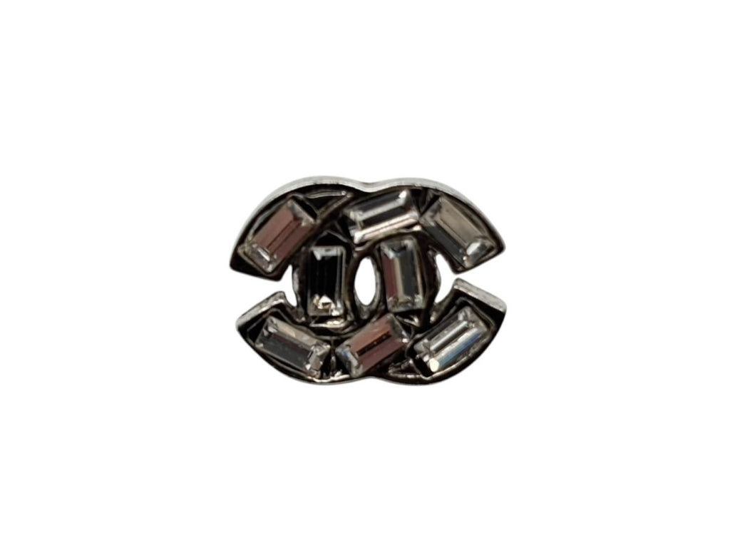 Chanel Earrings CC Logo 07 Metal Square Rhinestone Silver — view 2